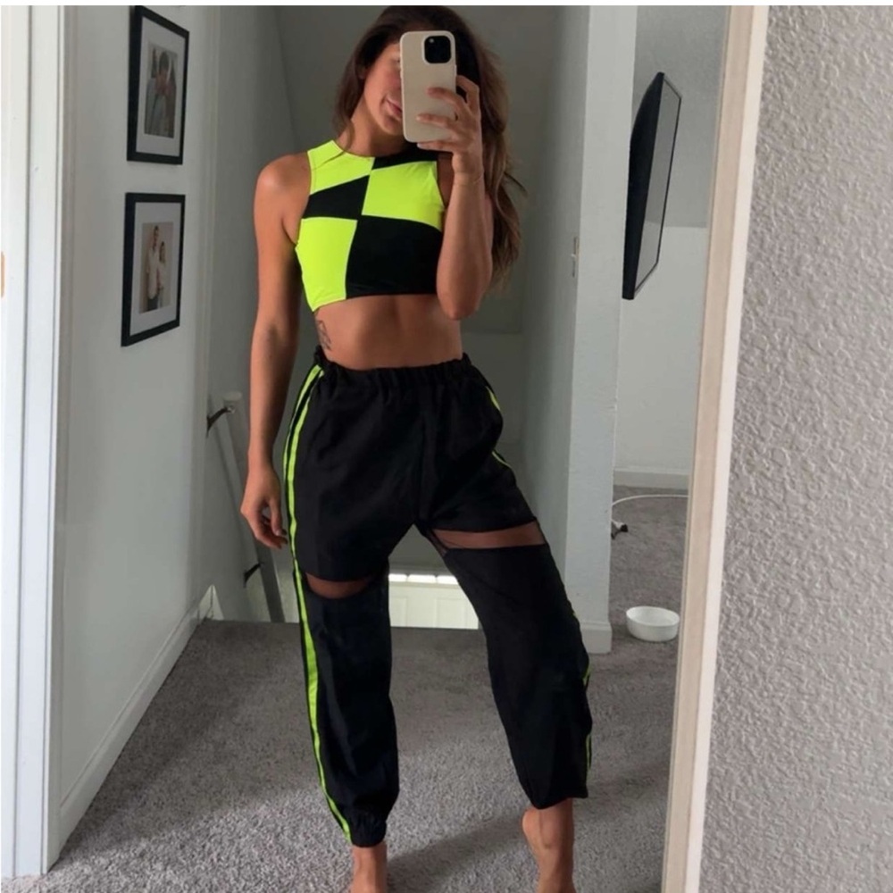 Windbreaker Pants Joggers Elastic Pants Festival
EDM Yellow Neon Green